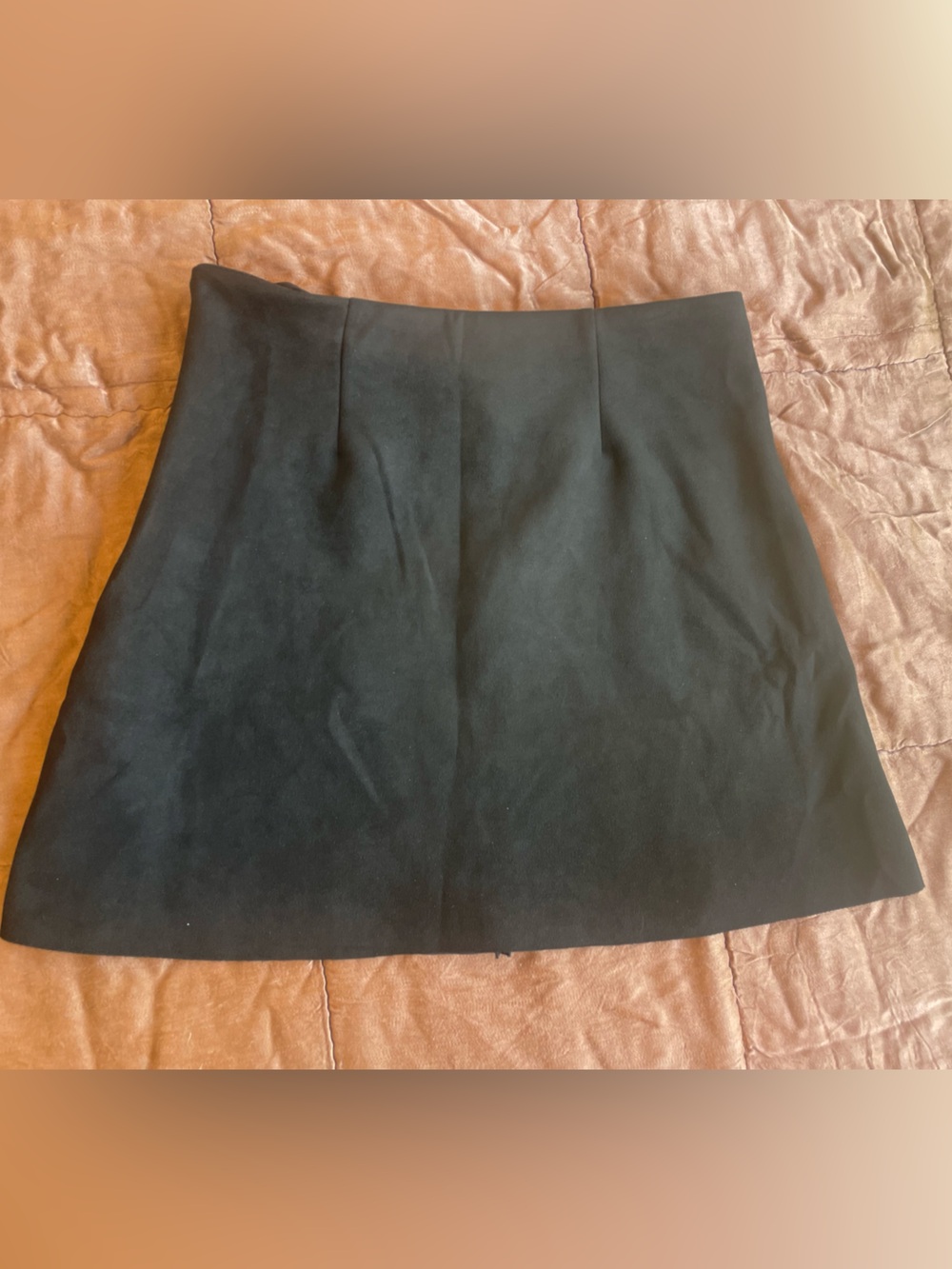 Zara Black Faux Suede Mini Skirt with Front Welt Pockets NWT!
